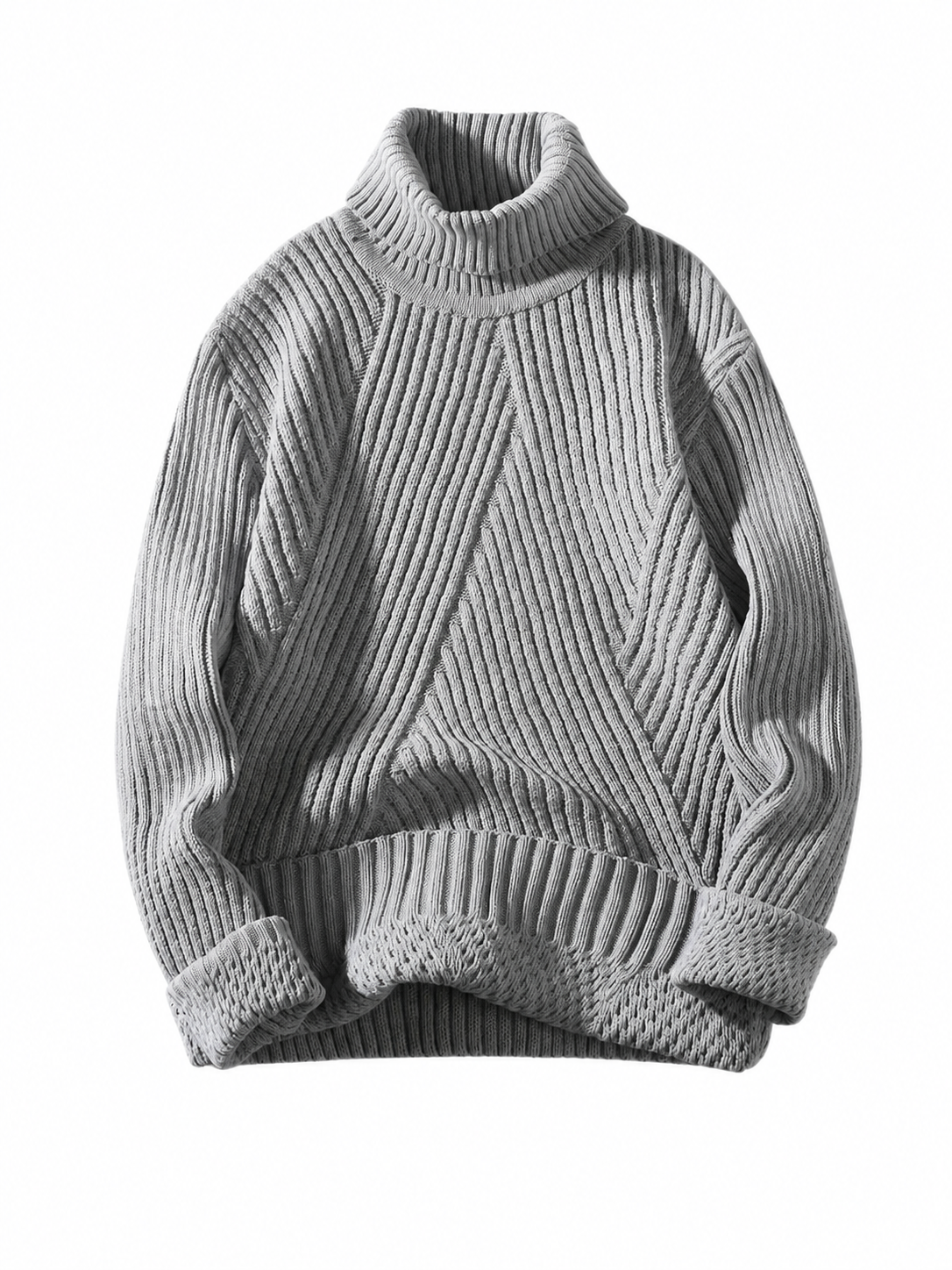 Heather Grey Oversized Turtleneck Sweater